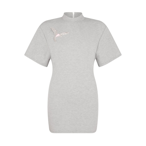 David Koma Crystal Hummingbird Soft Jersey Dress