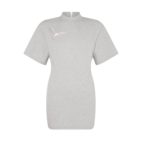 David Koma Crystal Hummingbird Soft Jersey Dress