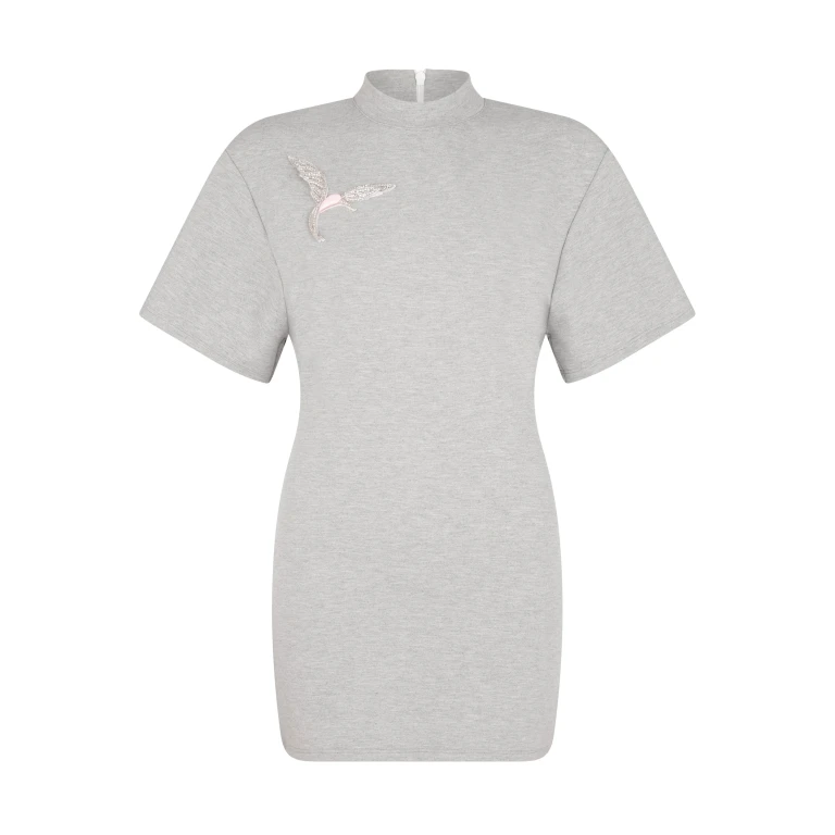 David Koma Crystal Hummingbird Soft Jersey Dress