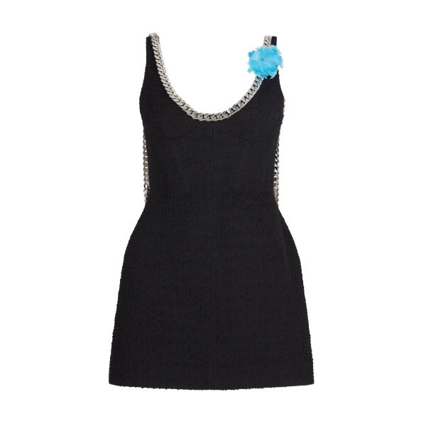 David Koma Feather Flowers And Chain Mini Dress