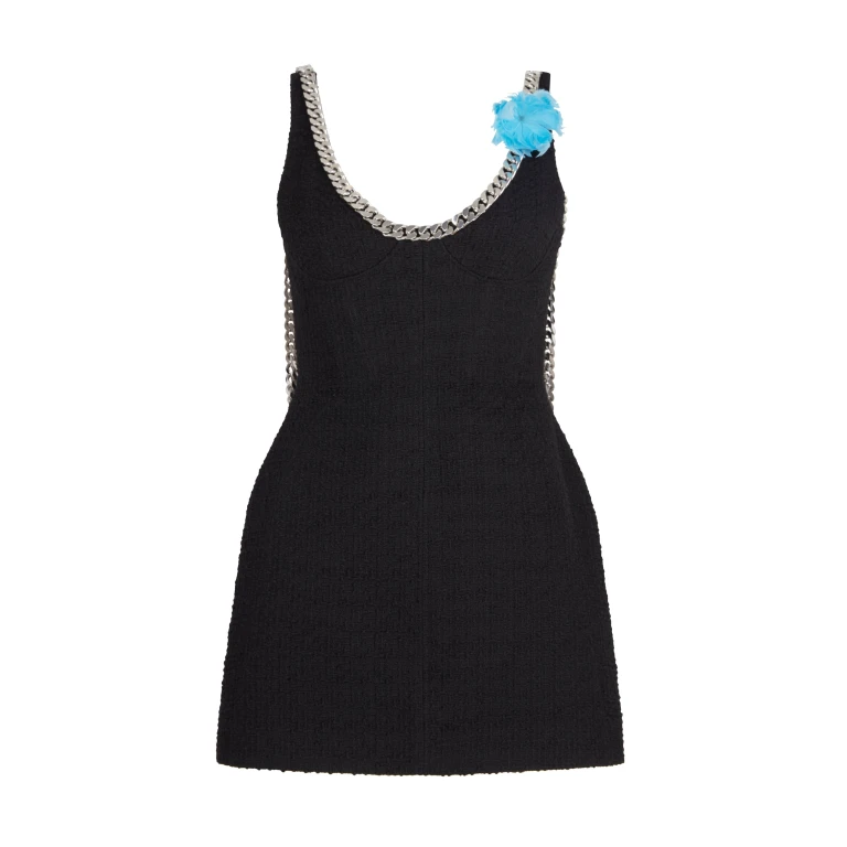 David Koma Feather Flowers And Chain Mini Dress