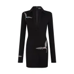 David Koma Hummingbird Rhinestone Detail Polo Dress