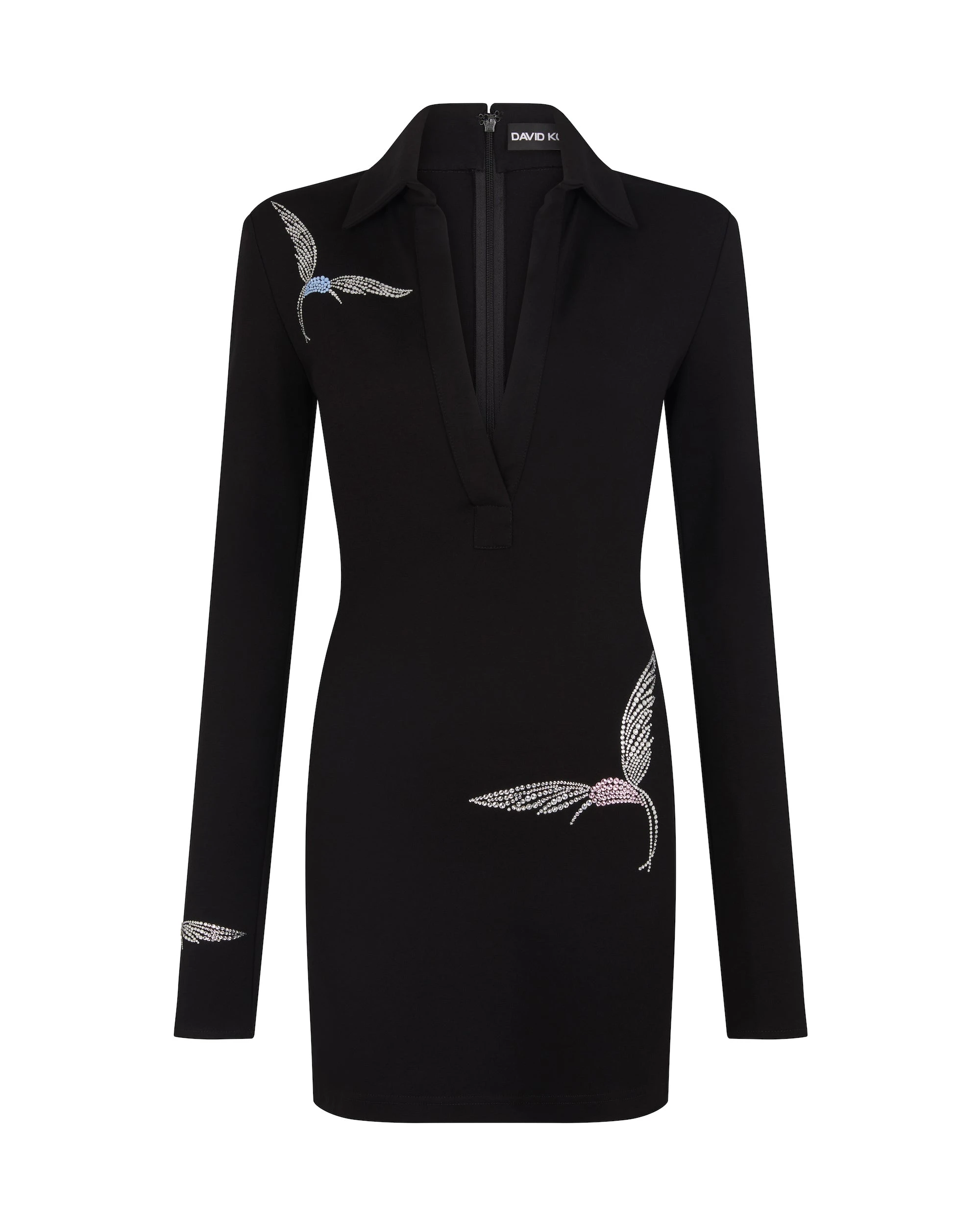 David Koma Hummingbird Rhinestone Detail Polo Dress David Koma Hummingbird Rhinestone Detail Polo Dress