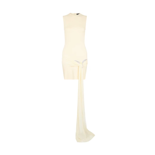 David Koma Jersey Mini Dress With Crystal Hummingbird