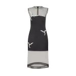 David Koma Organza Midi Dress With Crystal Hummingbirds