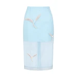 David Koma Organza Midi Skirt With Crystal Hummingbirds