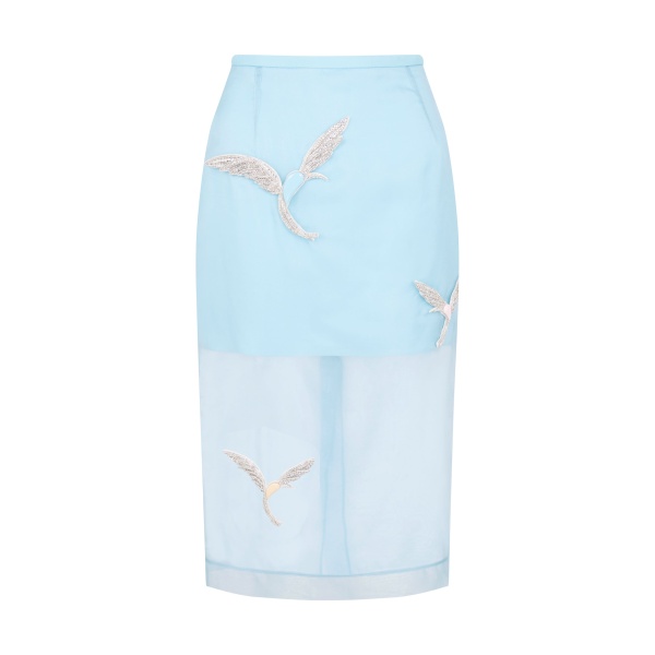 David Koma Organza Midi Skirt With Crystal Hummingbirds