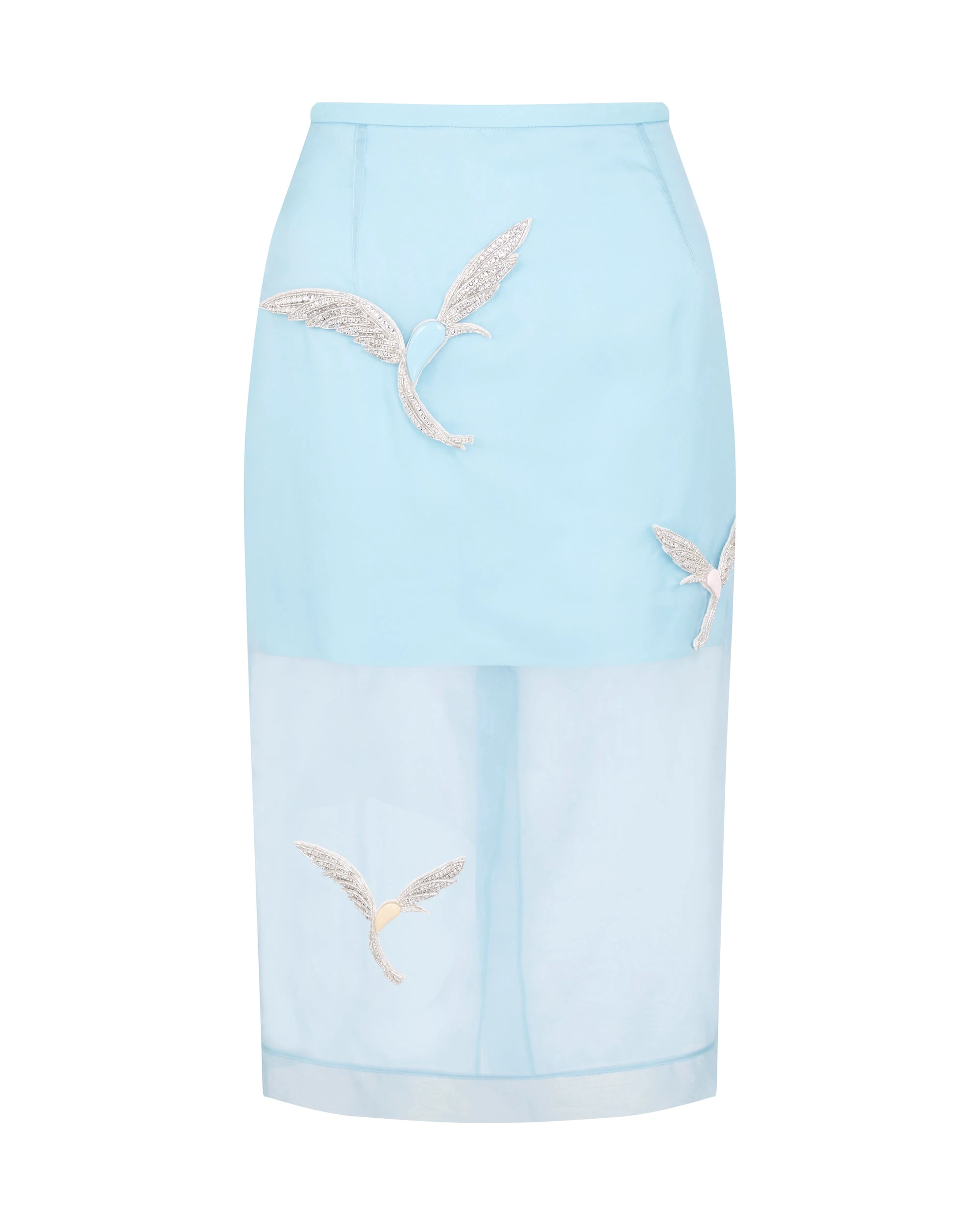David Koma Organza Midi Skirt With Crystal Hummingbirds David Koma Organza Midi Skirt With Crystal Hummingbirds