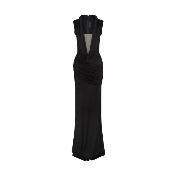 David Koma Plunge Neckline Jersey Gown