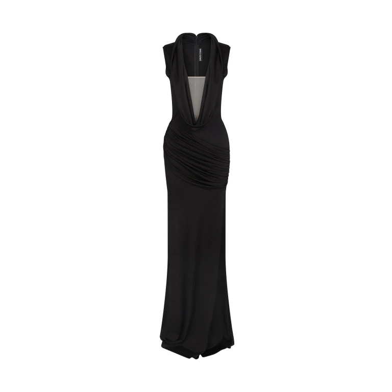 David Koma Plunge Neckline Jersey Gown