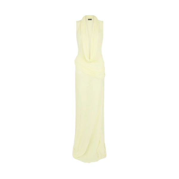 David Koma Plunge Neckline Sleeveless Gown