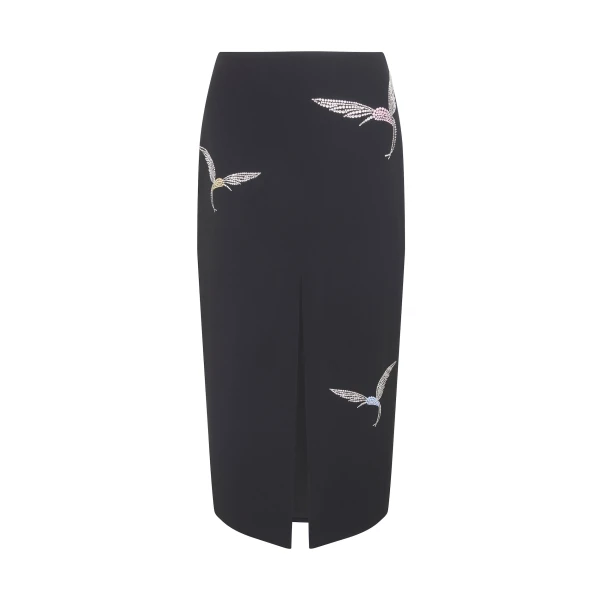 David Koma Rhinestone Hummingbird Midi Skirt