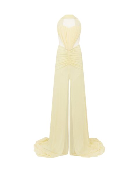 David Koma Ruched Top And Scarf Detail Gown