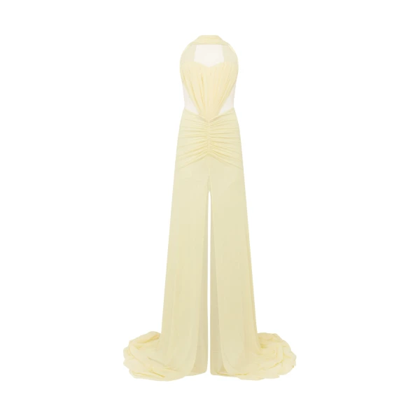 David Koma Ruched Top And Scarf Detail Gown