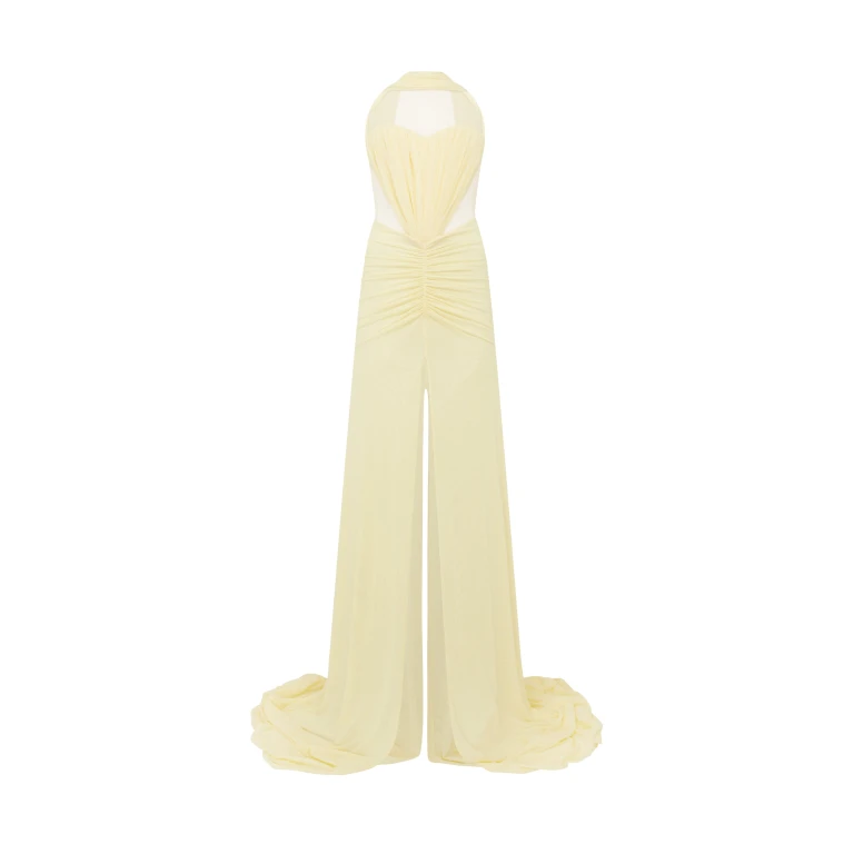 David Koma Ruched Top And Scarf Detail Gown