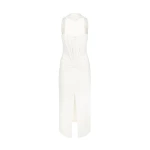 David Koma Ruched Top And Scarf Detail Midi Dress