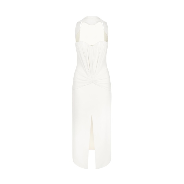David Koma Ruched Top And Scarf Detail Midi Dress