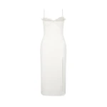 David Koma Ruffle&Feather Balconette Bra Open Leg Midi Dress