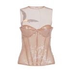 David Koma Sequin Corset Top With A Crystal Hummingbird