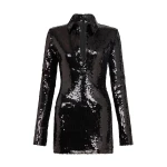 David Koma Sequin Polo Mini Dress In Black