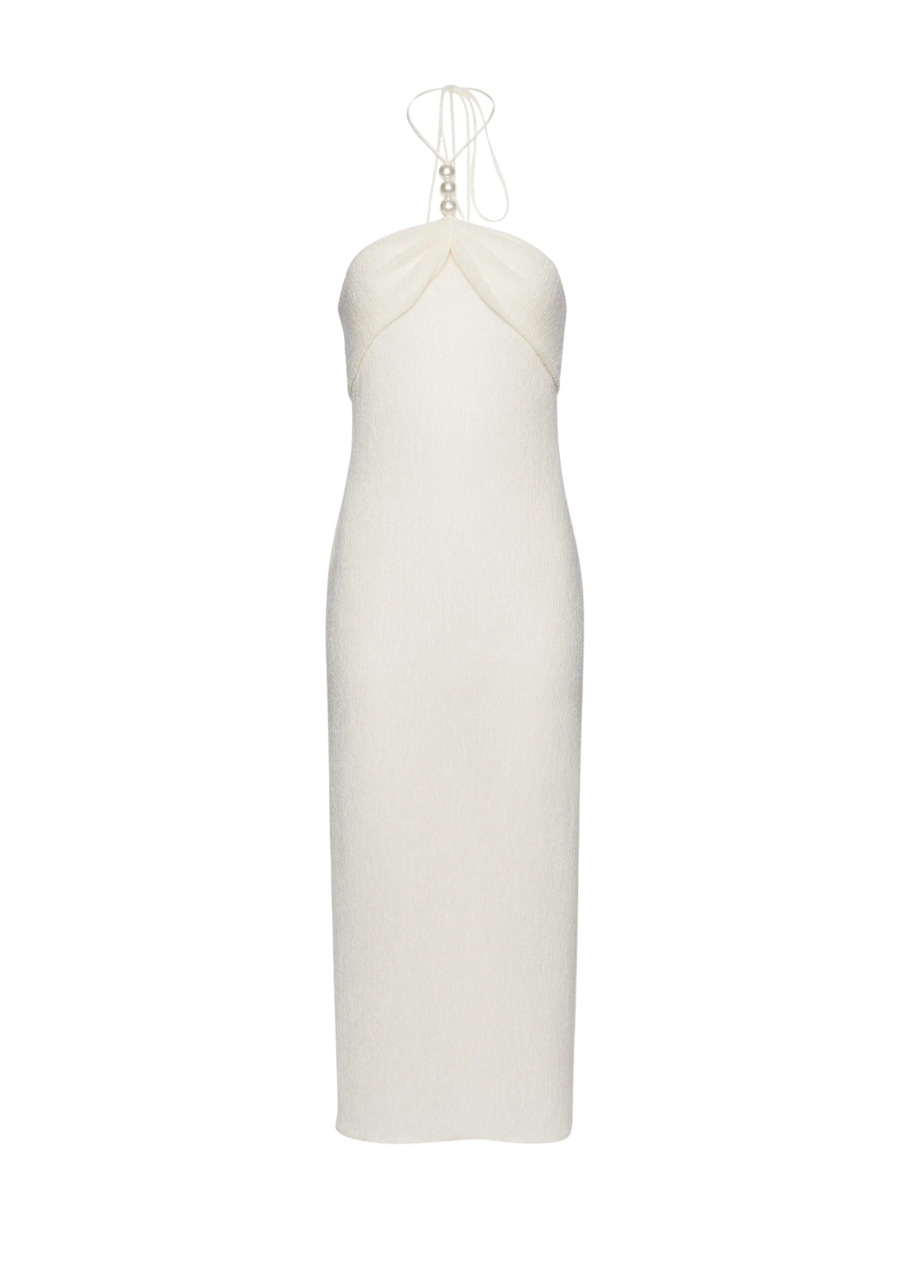 Magda-Butrym-Pearl-halterneck-midi-dress-in-cream-scaled66321_nobg Magda Butrym Ivory Dresses luxury Clothing from Luxury Handbags Marketplace