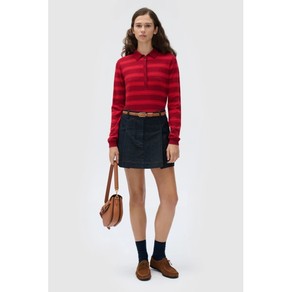 Denim Pleat Skirt