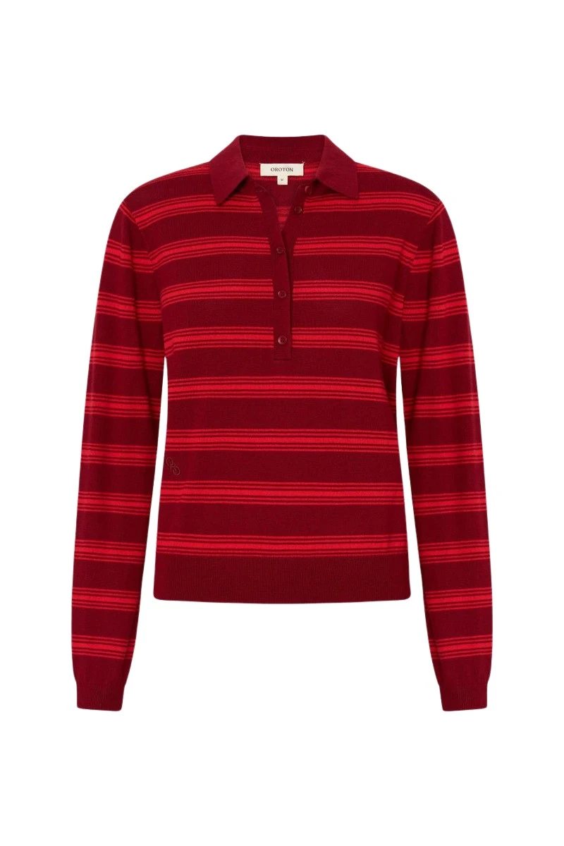 Oroton-Flora-Fine-Knit-Stripe-Polo39510_nobg Oroton Tops luxury Clothing from Luxury Handbags Marketplace