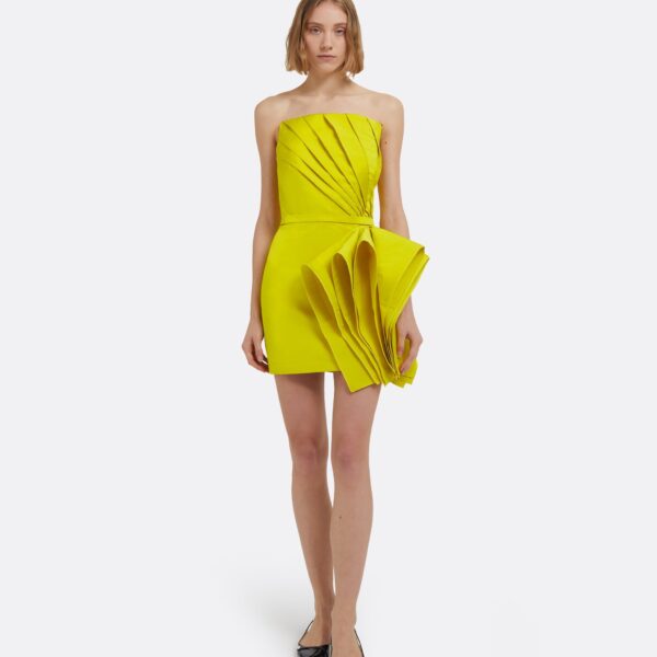 Safiyaa Belgin Short Dress in Chartreuse, view 2