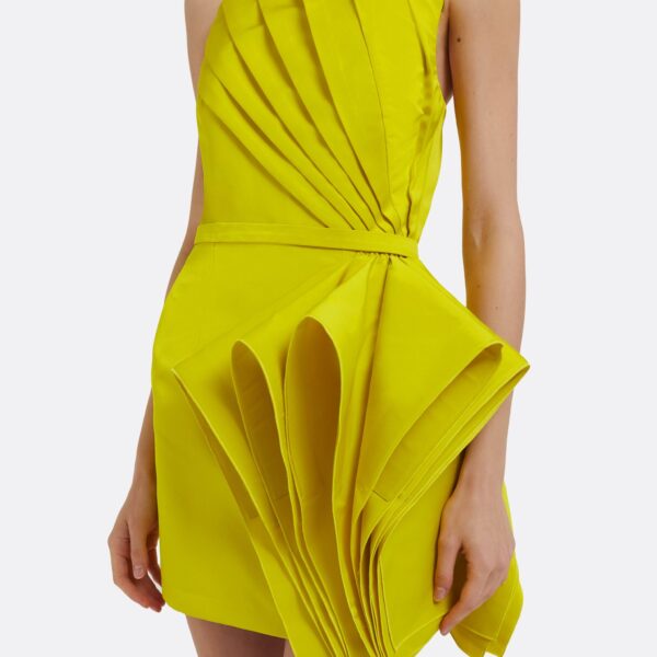 Safiyaa Belgin Short Dress in Chartreuse, view 4