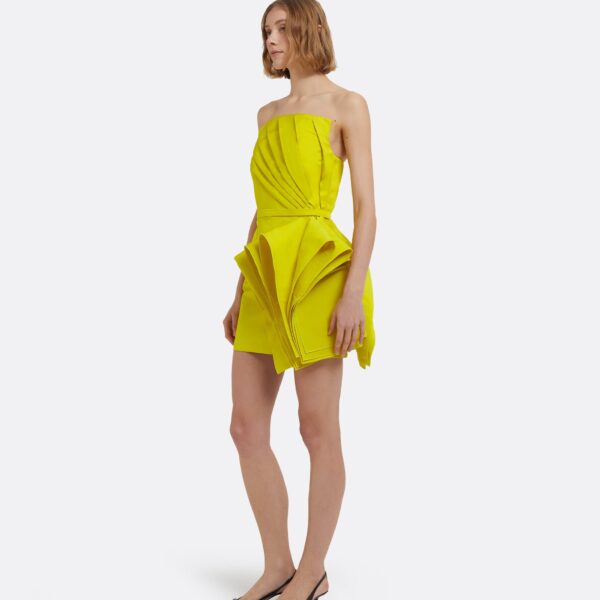 Safiyaa Belgin Short Dress in Chartreuse, view 5