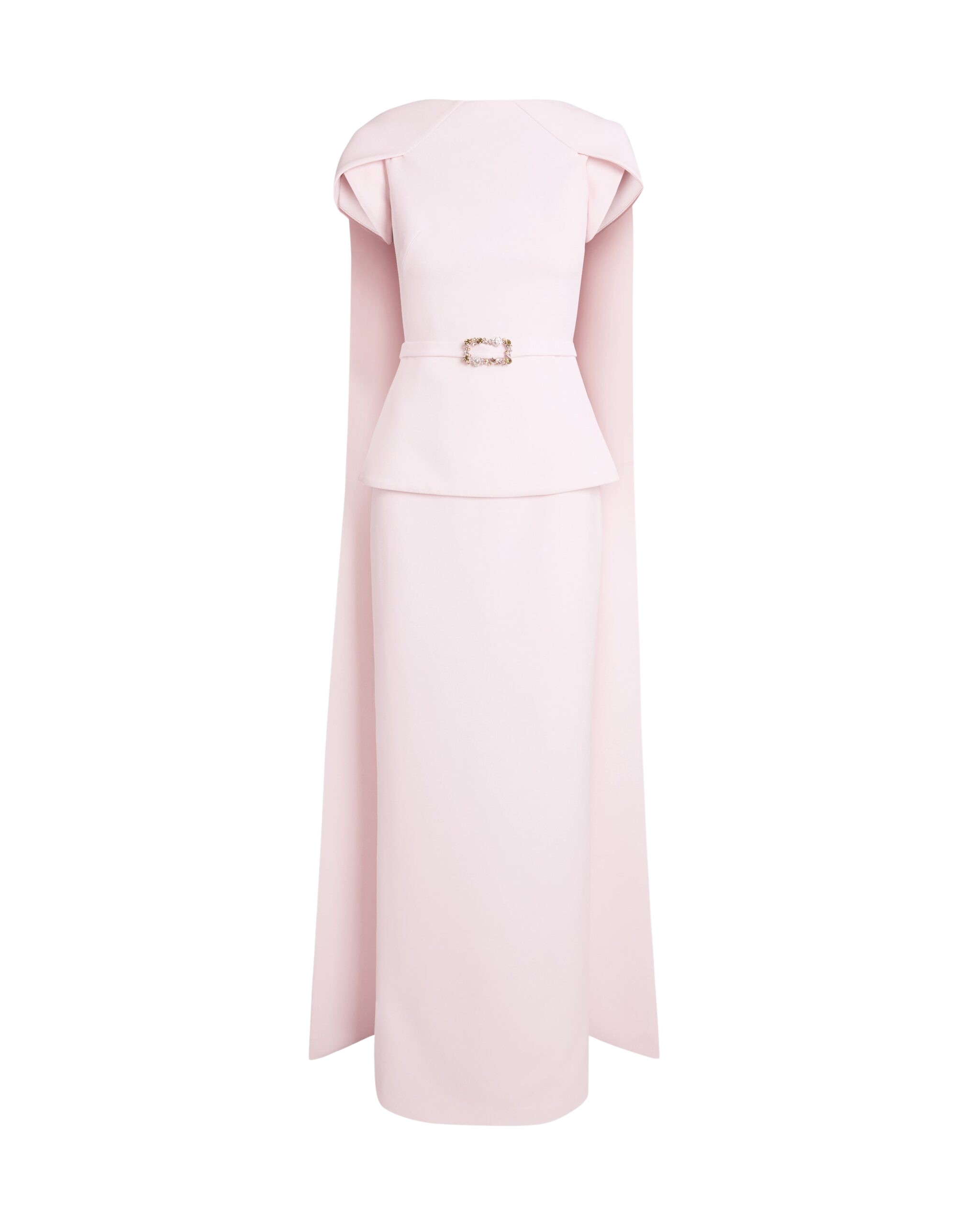 Safiyaa Erkin Barely Pink Long Dress With Embroidered Belt