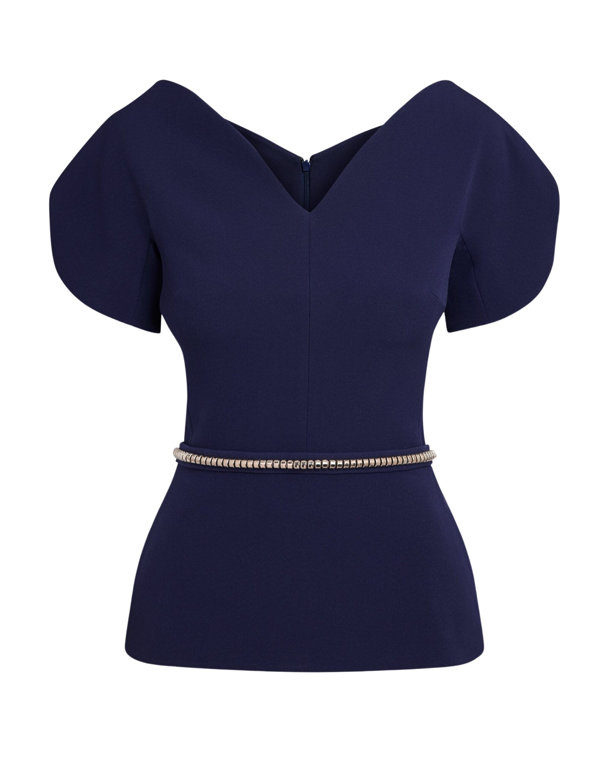 Safiyaa Finty Azurite Blue Top With Embroidered Belt