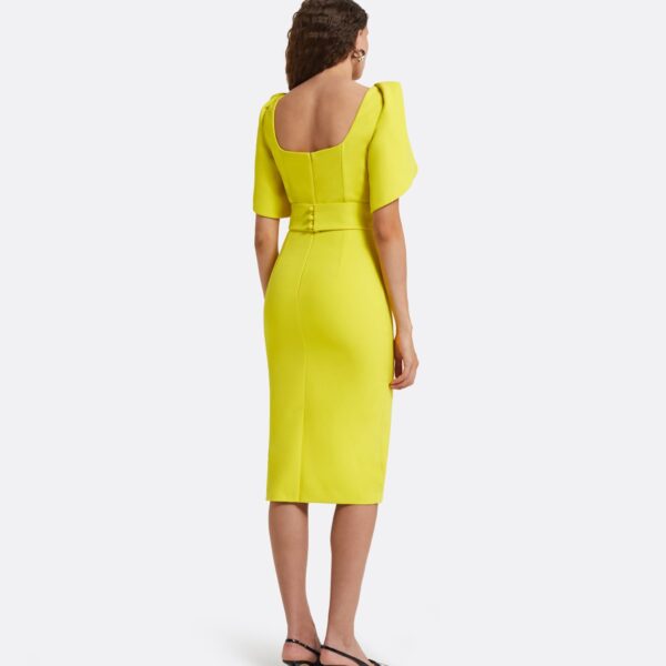 Safiyaa Joan Chartreuse Midi Dress, view 3