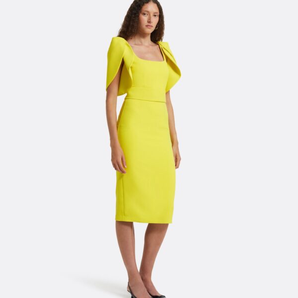 Safiyaa Joan Chartreuse Midi Dress, view 5
