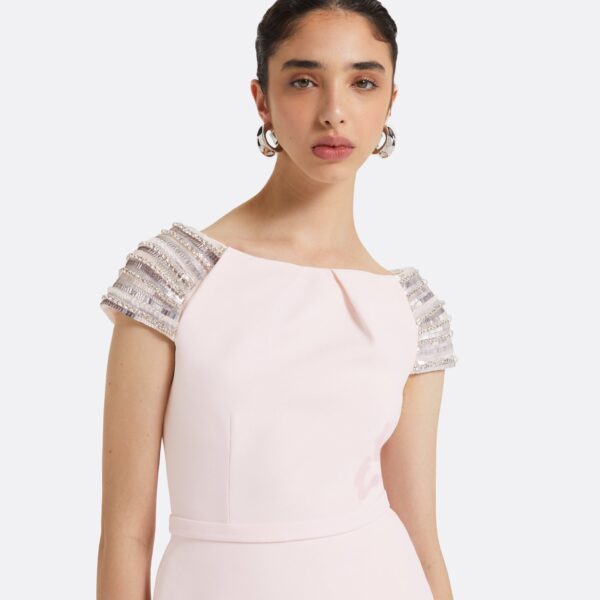 Safiyaa Kitty Barely Pink Embroidered Top, view 4