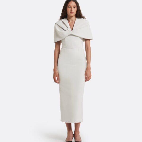 Safiyaa Shula Stone Grey Midi Dress, view 2