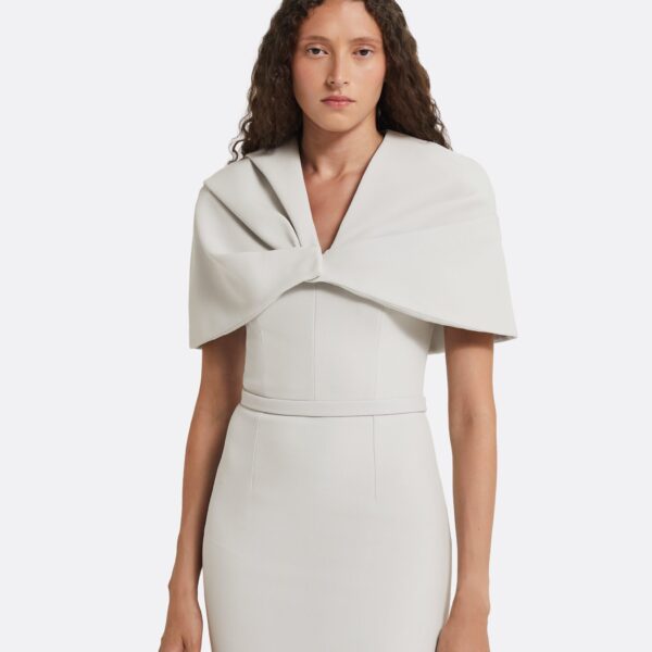Safiyaa Shula Stone Grey Midi Dress, view 4