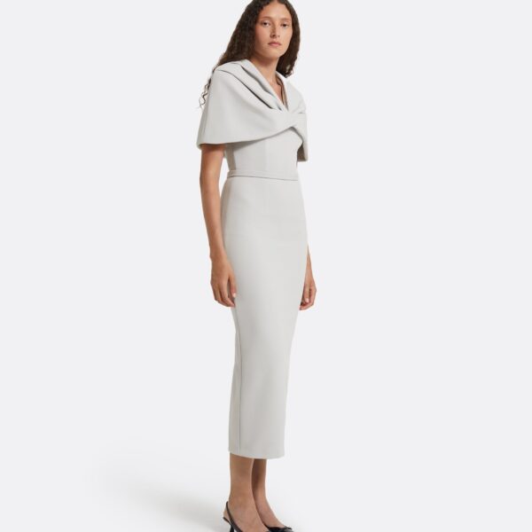 Safiyaa Shula Stone Grey Midi Dress, view 5