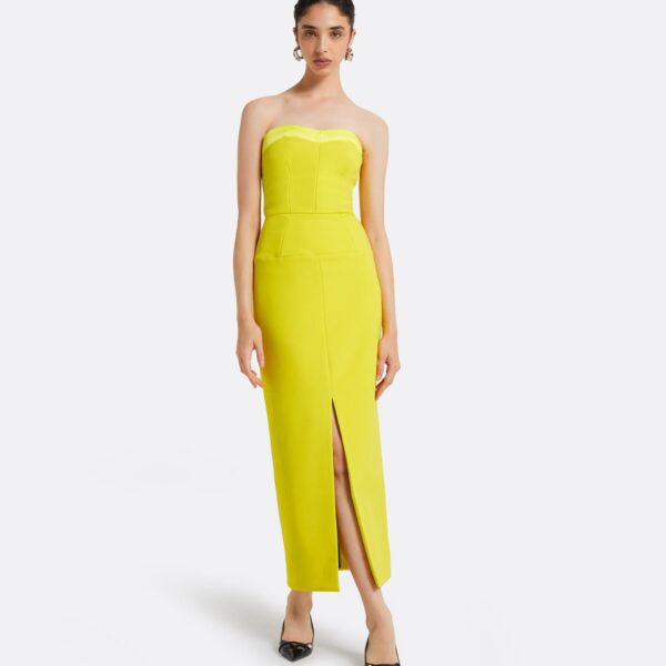 Safiyaa Sydney Chartreuse Midi Dress, view 2