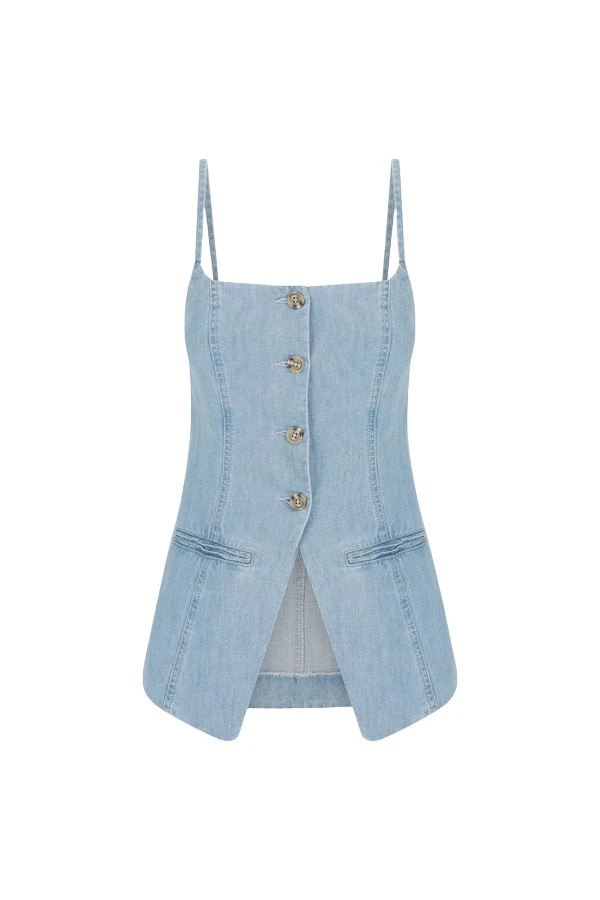 Shona-Joy-Ellsworth-Tailored-Top-Bleached-Blue86235_nobg Shona Joy Blue Tops luxury Clothing from Luxury Handbags Marketplace
