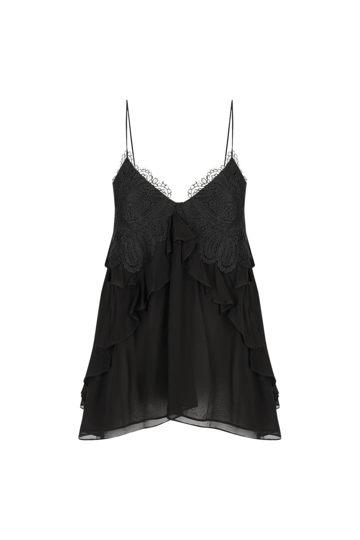 Shona-Joy-Emory-Lace-Ruffle-Cami-Black-634297_nobg Shona Joy Black Tops luxury Clothing from Luxury Handbags Marketplace