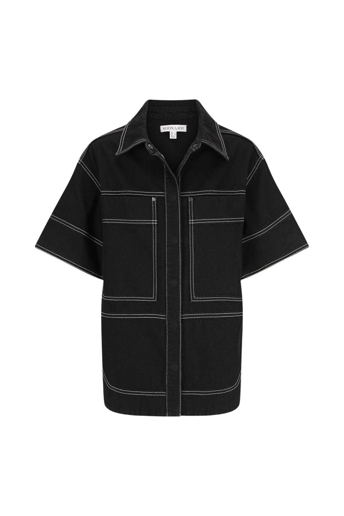 Shona-Joy-Mercer-Short-Sleeve-Shirt-Black-851644_nobg Shona Joy Black Tops luxury Clothing from Luxury Handbags Marketplace