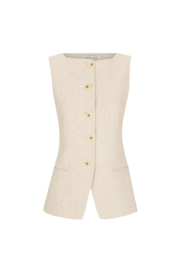 Shona-Joy-Newman-Vest-Parchment-616749_nobg Shona Joy Neutrals Jackets luxury Clothing from Luxury Handbags Marketplace