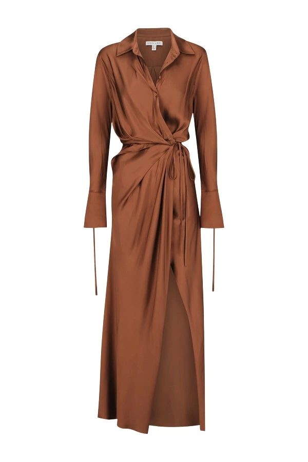 Shona-Joy-Shae-Draped-Shirt-Maxi-Dress-Chocolate23922_nobg Shona Joy Brown Dresses luxury Clothing from Luxury Handbags Marketplace