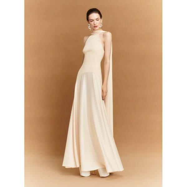 Solace London Neutral The Cece Maxi Dress in Alabaster