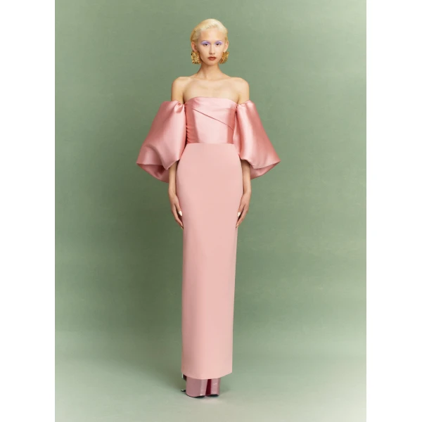 Solace London Pink The Floris Maxi Dress in Putty Pink