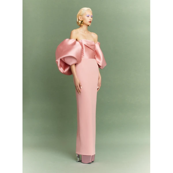 Solace London Pink The Floris Maxi Dress in Putty Pink
