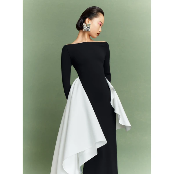 Solace London Black The Kiana Maxi Dress in Black and Cream