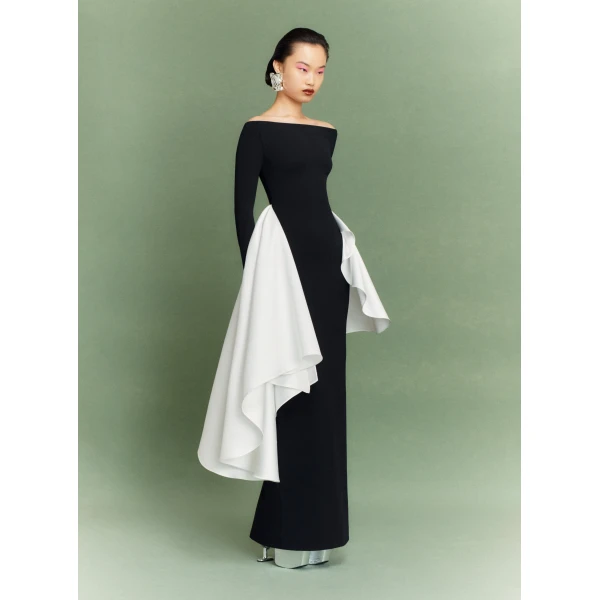 Solace London Black The Kiana Maxi Dress in Black and Cream