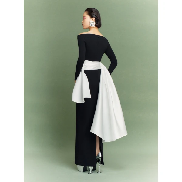 Solace London Black The Kiana Maxi Dress in Black and Cream